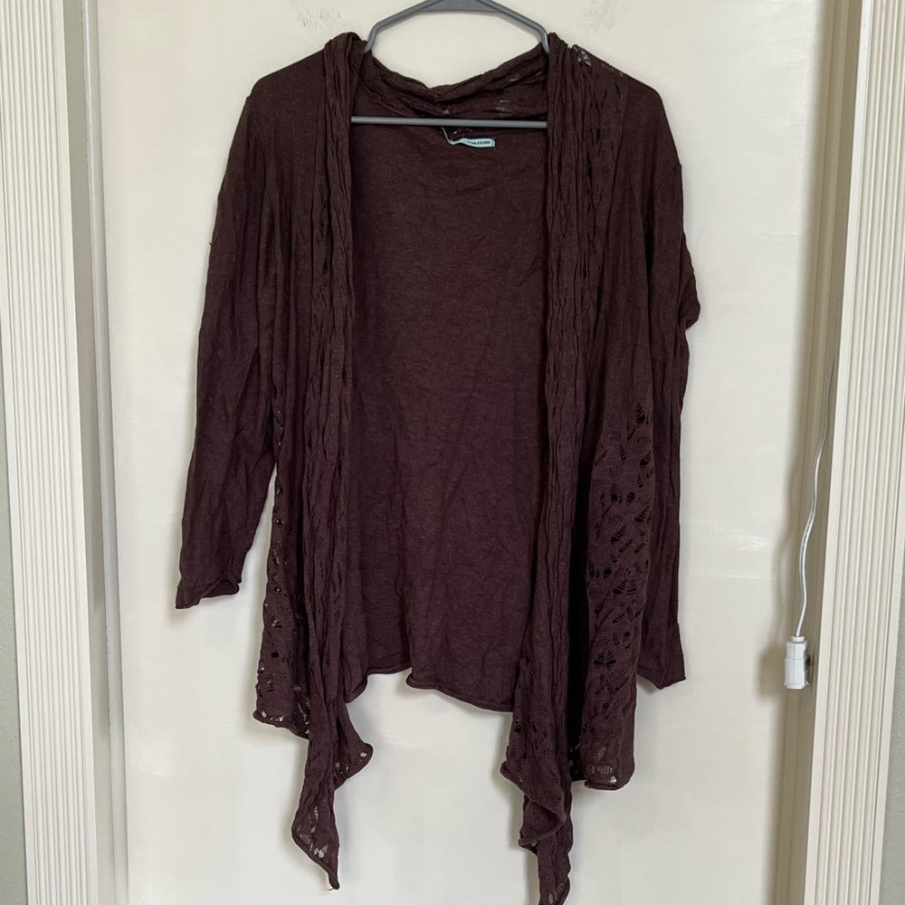Maurice’s purple open front knit cardigan with eyelet detailing